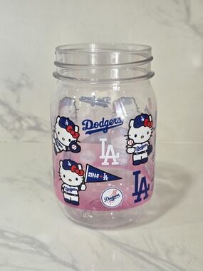 LA Dodgers x Hello Kitty Pink Accent Mason Jar Cup